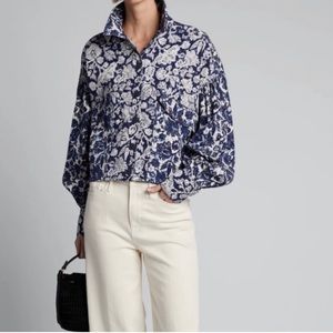 Ulla Johnson Denim Floral Griffin Jacket size Large, sold out everywhere​